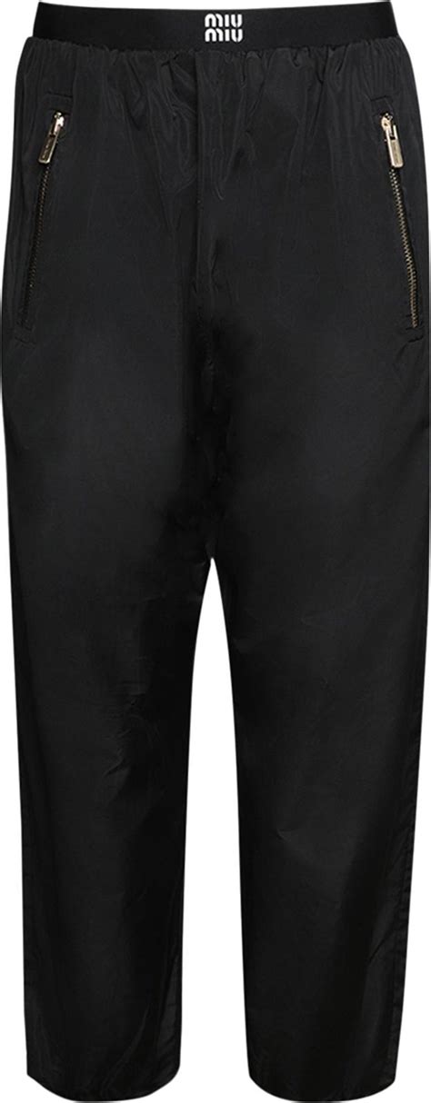 miu miu jogginganzug|Black Technical Silk Joggers .